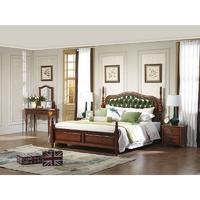 Hot sell  antique wood crave leather bed king size